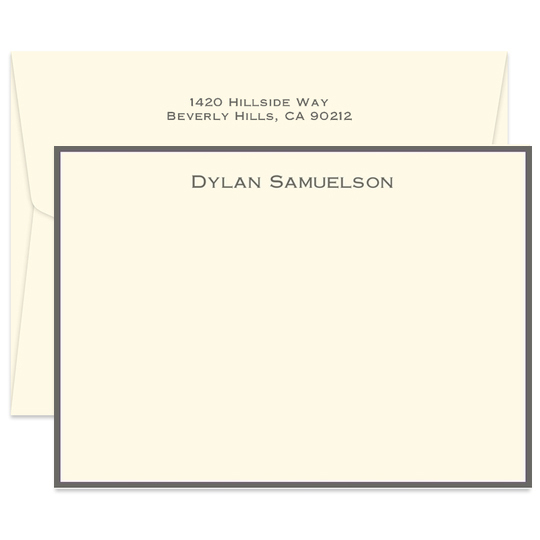 Bordered Triple Thick Executive Flat Note Cards - Raised Ink